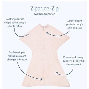 Sleeping Baby Zipadee Zip Transition Swaddle 6-12 Months Ballet Pink Heather